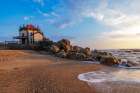 Capela do Senhor da Pedra Chapel on the beach near Porto, Portugal Art Print